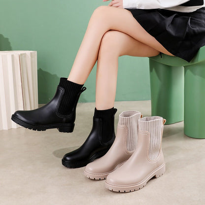 Women's Knitted Boots – Knit Panel Chunky Ankle Boots