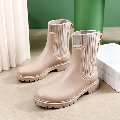 Women's Knitted Boots – Knit Panel Chunky Ankle Boots