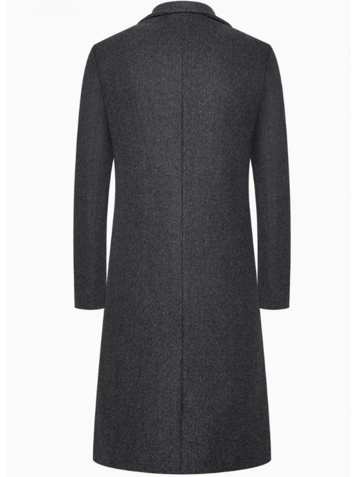 Men’s Longline Slim Fit Overcoat – British Style Single-Breasted Coat