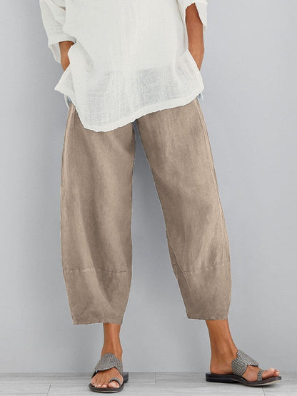 Women's Linen Trousers – Loose Fit Linen Trousers