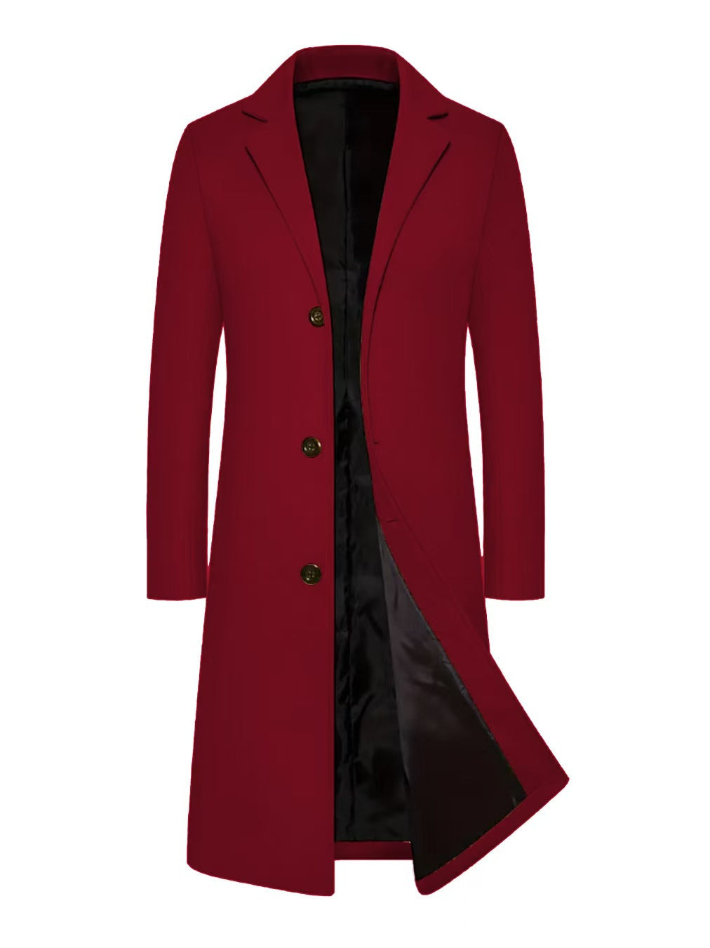 Men’s Longline Slim Fit Overcoat – British Style Single-Breasted Coat