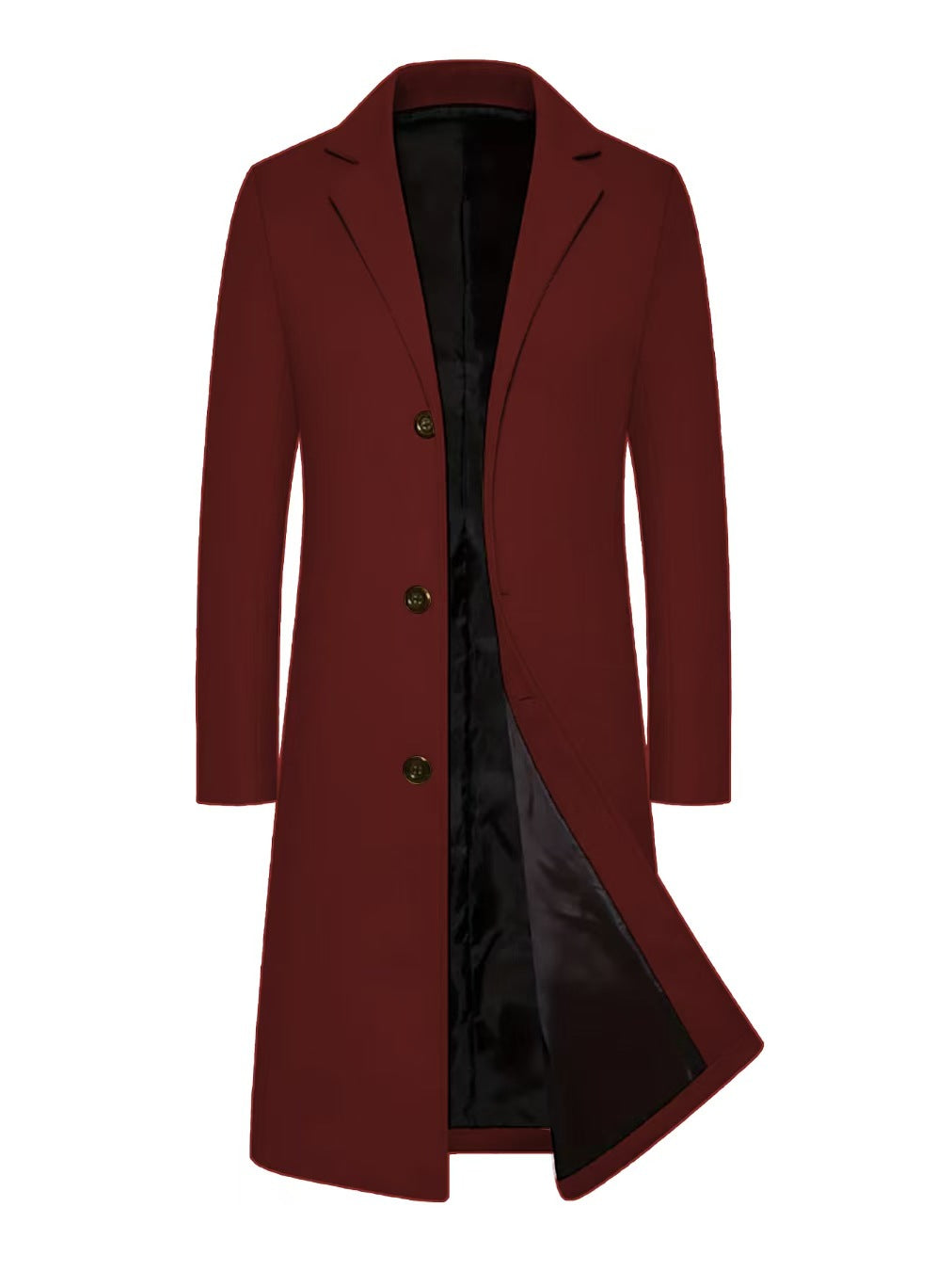 Men’s Longline Slim Fit Overcoat – British Style Single-Breasted Coat