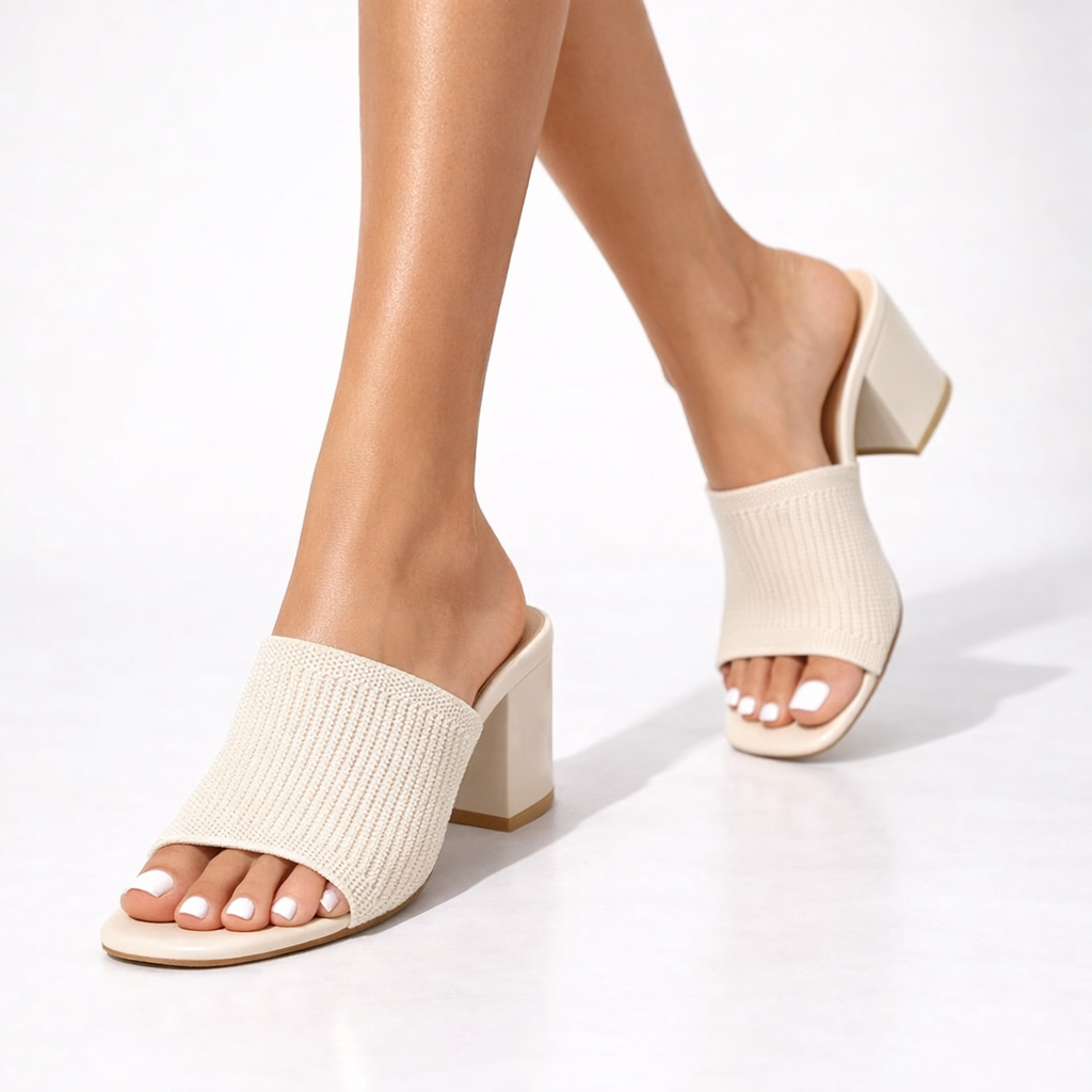 Women's Cotton Heels – Helena Block Heel Sandals