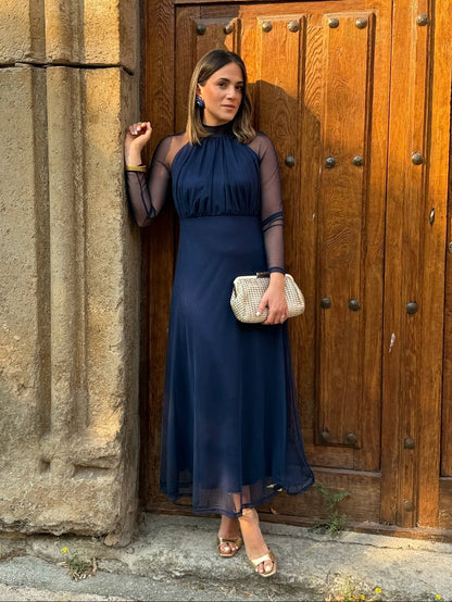Women's Women's Maxi Dress – Olivia Long Sleeve Tulle Maxi Dress