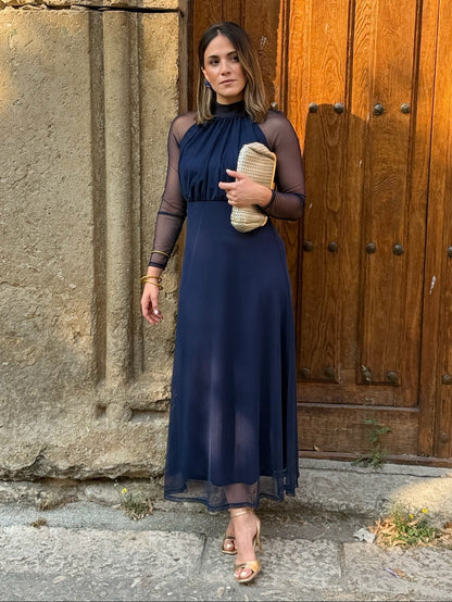 Women's Women's Maxi Dress – Olivia Long Sleeve Tulle Maxi Dress