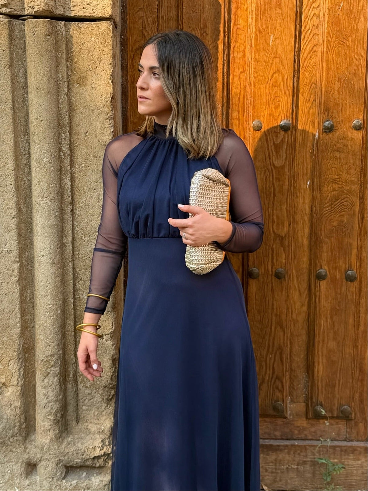 Women's Women's Maxi Dress – Olivia Long Sleeve Tulle Maxi Dress