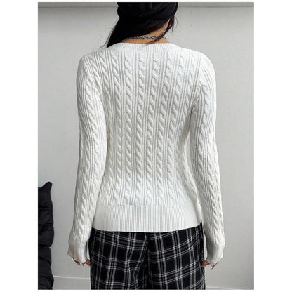 Women’s Slim Fit V-Neck Cable Knit Sweater